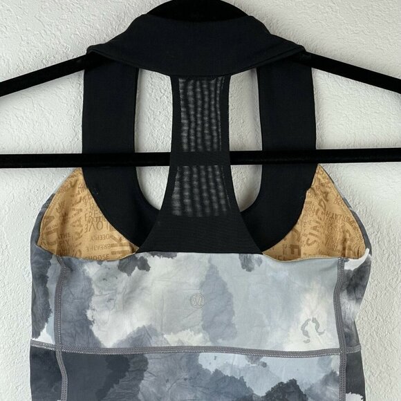 Lululemon Tank Top Women's Sz 4 Scoop Neck Racerback Athletic Workout Gray/Black - Picture 5 of 11